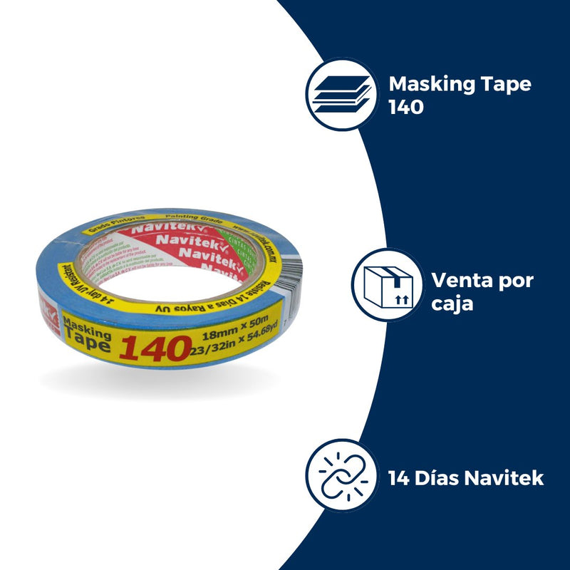 Cinta Adhesiva Masking Tape 140 Azul 14 Días Navitek