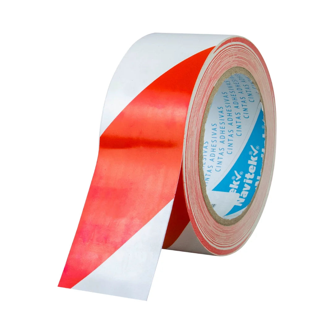 48 mm x 33 m - Cinta Adhesiva Delimitadora Blanco y Rojo (Navitek 755) | Blanca y Roja | Superficie con Textura Lisa