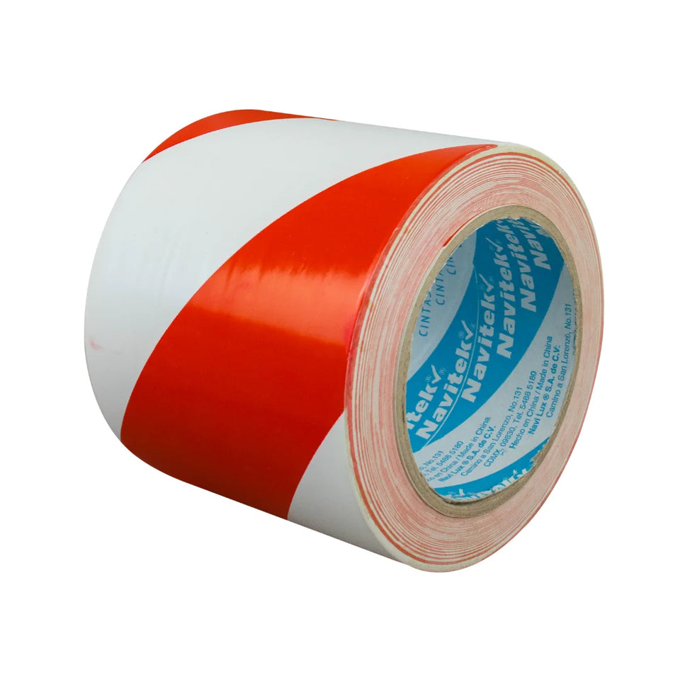 96 mm x 33 m - Cinta Adhesiva Delimitadora Blanco y Rojo (Navitek 755) | Blanca y Roja | Superficie con Textura Lisa