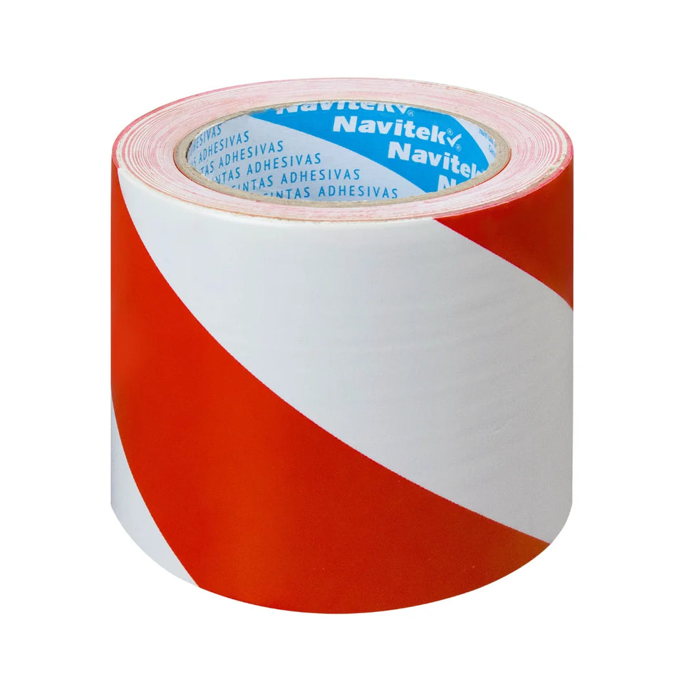 96 mm x 33 m - Cinta Adhesiva Delimitadora Blanco y Rojo (Navitek 755) | Blanca y Roja | Superficie con Textura Lisa