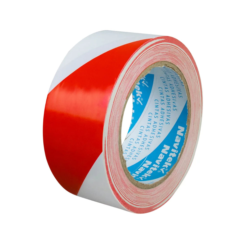 48 mm x 33 m - Cinta Adhesiva Delimitadora Blanco y Rojo (Navitek 755) | Blanca y Roja | Superficie con Textura Lisa