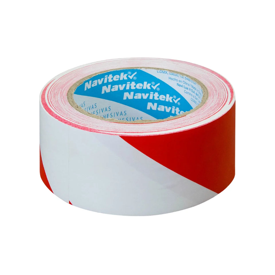 48 mm x 33 m - Cinta Adhesiva Delimitadora Blanco y Rojo (Navitek 755) | Blanca y Roja | Superficie con Textura Lisa