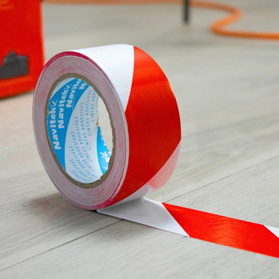48 mm x 33 m - Cinta Adhesiva Delimitadora Blanco y Rojo (Navitek 755) | Blanca y Roja | Superficie con Textura Lisa