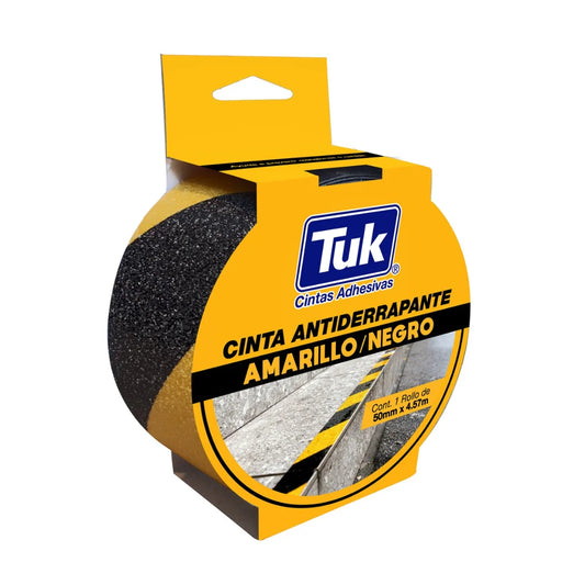 50 mm x 4.57 m - Cinta Antiderrapante para Alto Tráfico (Tuk 770) | Amarilla y Negra | Superficie Antiderrapante