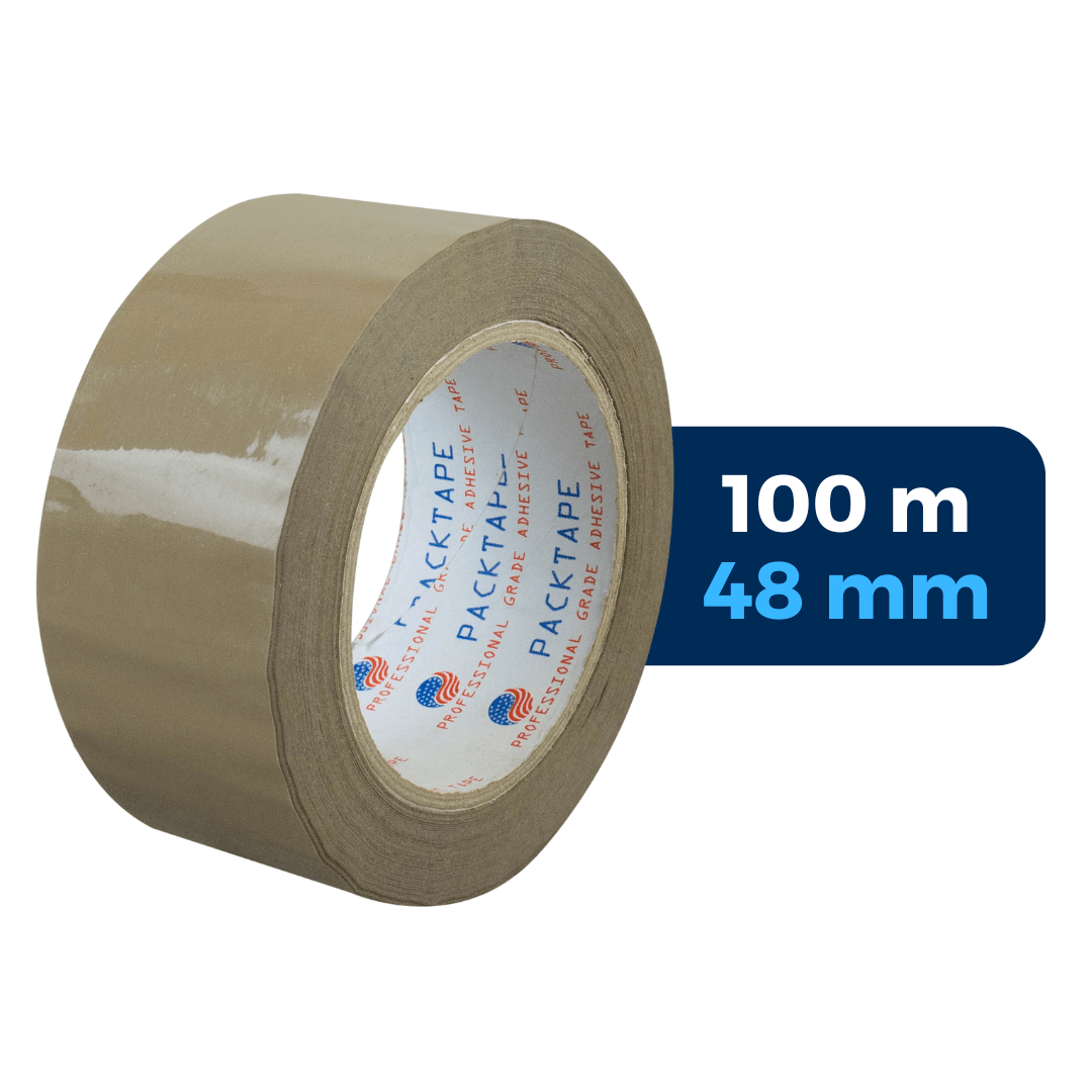 Cinta adhesiva acrílica PackTape canela. 48 mm x 100 m. Para Paquetes.