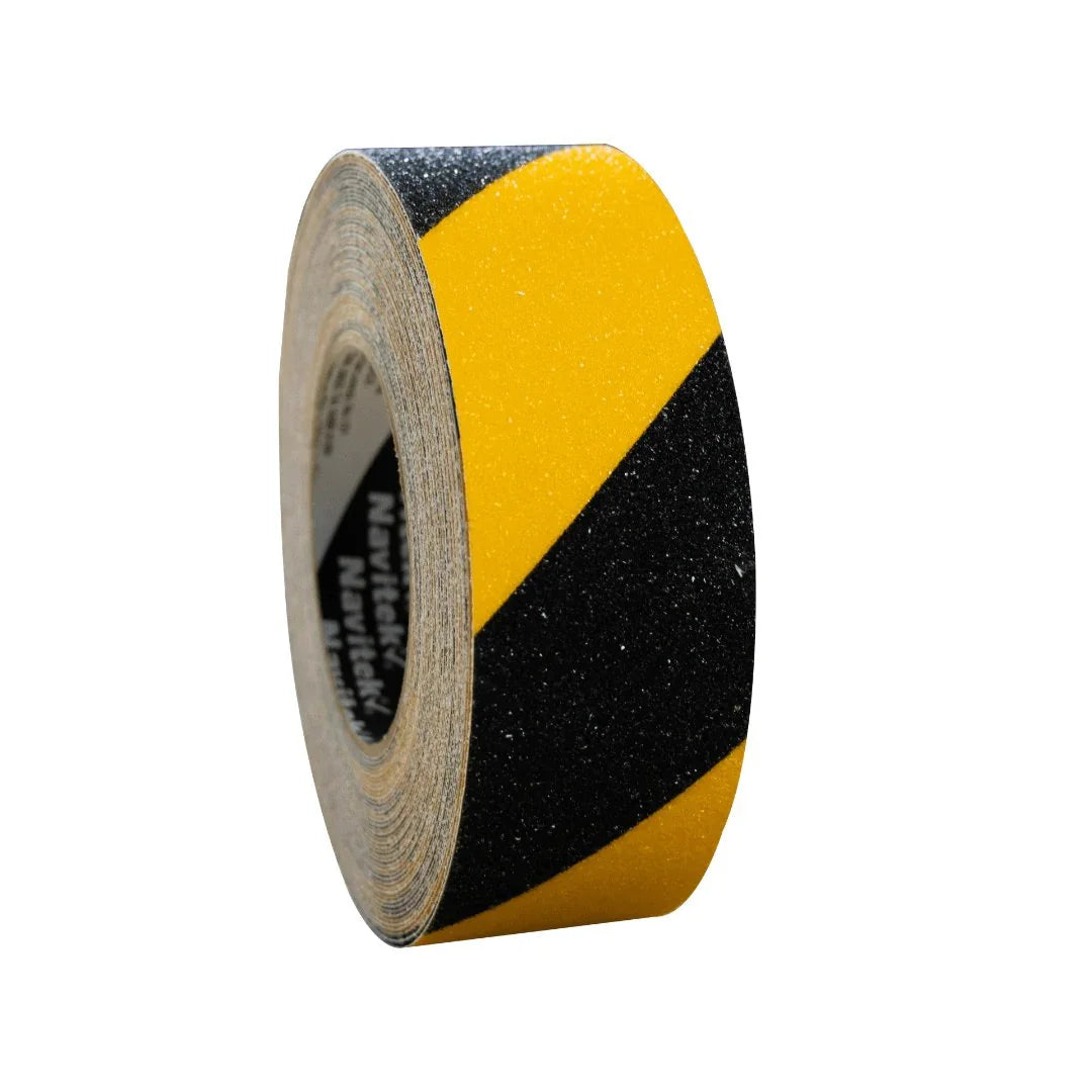 48 mm x 9 m - Cinta Adhesiva Antiderrapante Amarilla/Negra (Navitek 760) | Recubrimiento Rugoso de Óxido de Aluminio