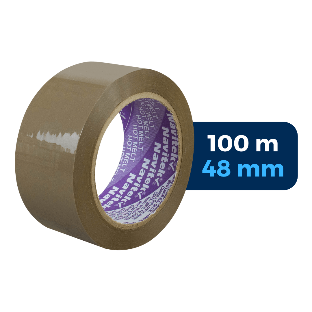 Cinta adhesiva HotMelt, canela. 100 m x 48 mm. Para Paquetes.