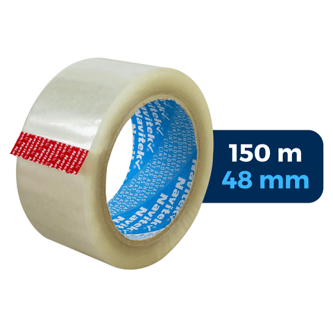 48 mm x 150 m - Cinta Adhesiva Acrílica Uso Comercial Transparente (Navitek 95)