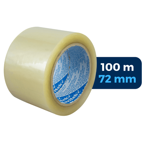 72 mm x 100 m - Cinta Adhesiva Acrílica Uso Comercial Transparente (Navitek 95)