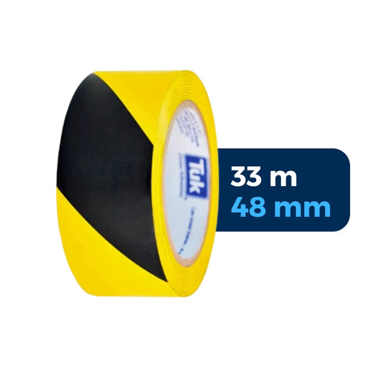 48 mm x 33 m - Cinta Adhesiva Delimitadora de Vinil Amarilla/Negra (Tuk 340)