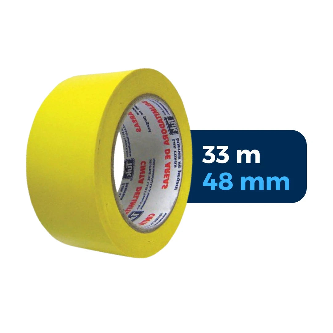 48 mm x 33 m - Cinta Adhesiva Delimitadora de Vinil Amarilla (Tuk 340)