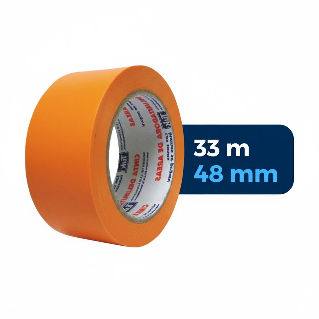 48 mm x 33 m - Cinta Adhesiva Delimitadora de Vinil Naranja (Tuk 340)