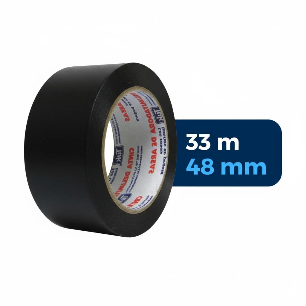48 mm x 33 m - Cinta Adhesiva Delimitadora de Vinil Negra (Tuk 340)