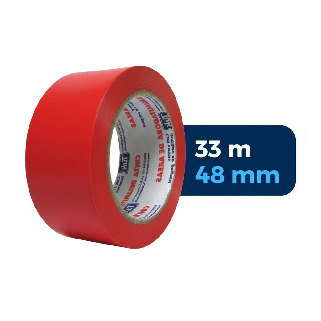 48 mm x 33 m - Cinta Adhesiva Delimitadora de Vinil Roja (Tuk 340)