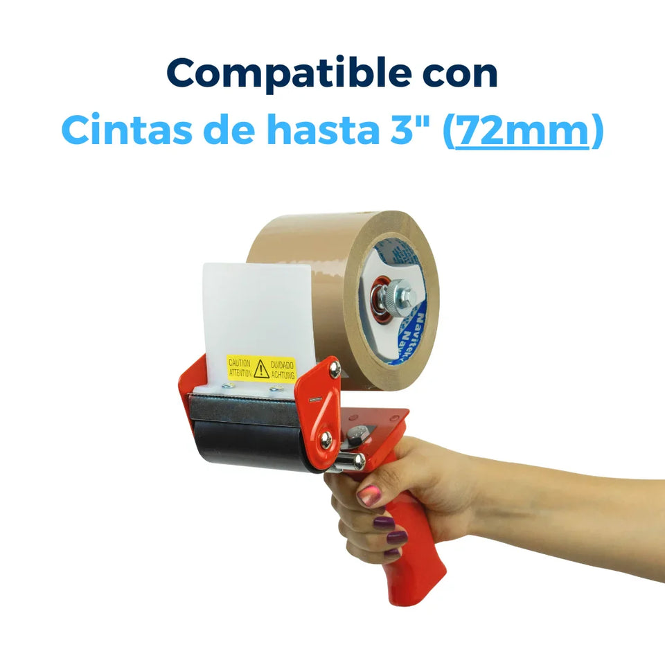 Despachador de Cinta Adhesiva 3" (T500K) | Polipropileno | Rojo | Freno Ajustable