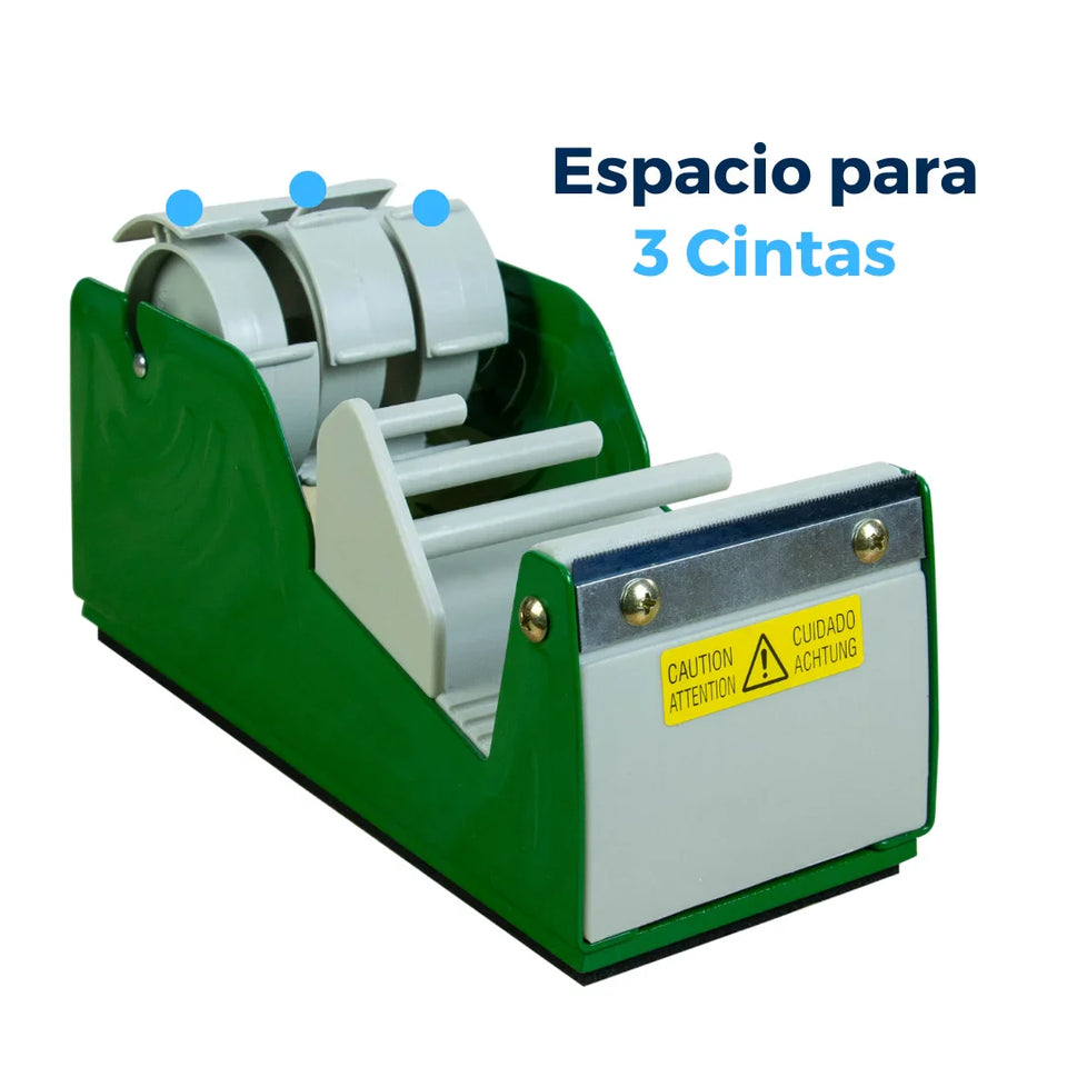 Despachador de Cinta de Mesa 3" (T9623) | Verde | Utiliza de 1 Hasta 3 Cintas Diferentes