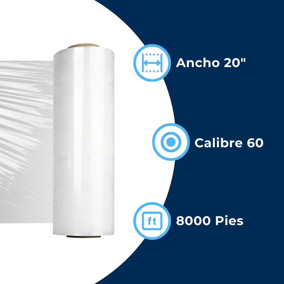 Emplaye Transparente Automático 20" / Cal. 60 / 8000 Pies | Para Cargas Hasta de 725 Kgs