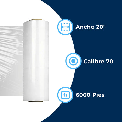 Emplaye Transparente Automático 20" / Cal. 70 / 6000 Pies | Para Cargas Hasta de 900 Kgs