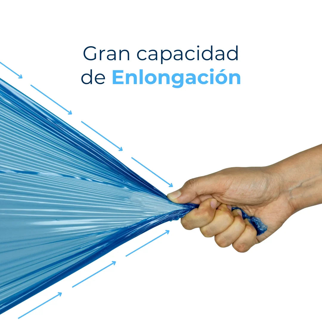 Emplaye azul estirado, alta enlongación. Para Paquetes.
