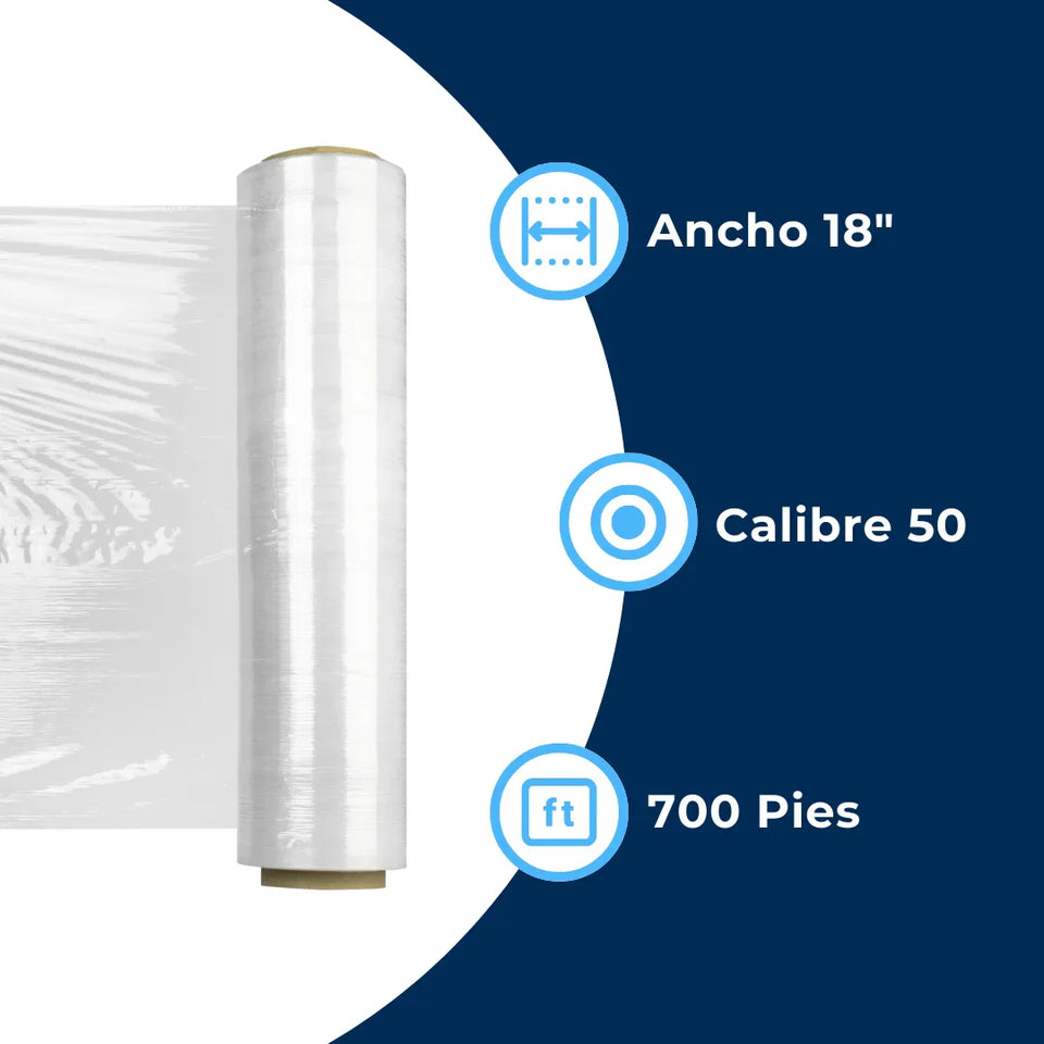 Emplaye Transparente Manual 18" / Cal. 50 / 700 Pies | Para Cargas Hasta de 725 Kgs