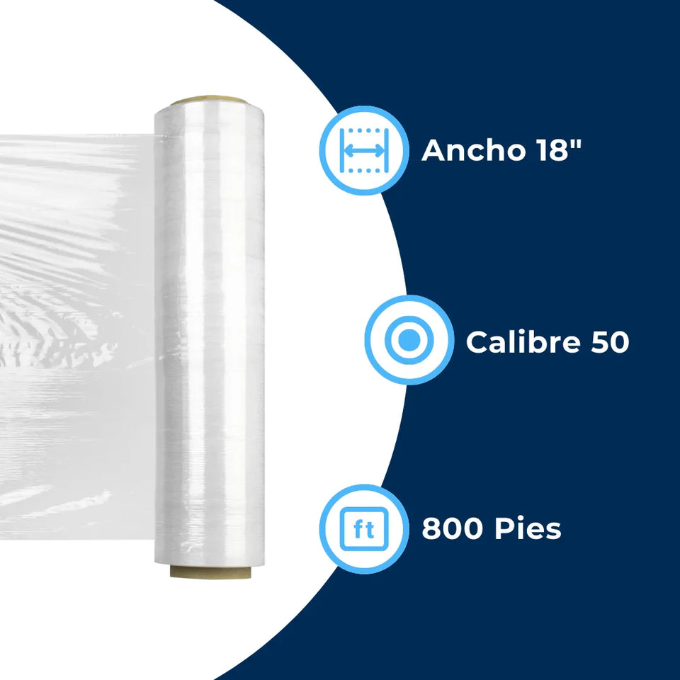 Emplaye Transparente Manual 18" / Cal. 50 / 800 Pies | Para Cargas Hasta de 725 Kgs