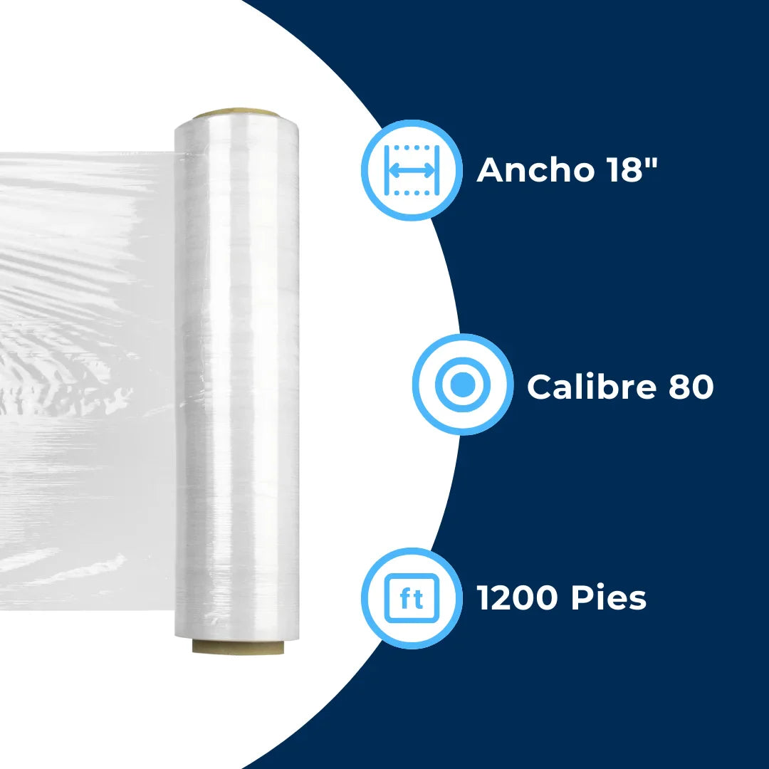 Emplaye Transparente Manual 18" / Cal. 80 / 1200 Pies | Para Cargas Hasta de 1,100 Kgs