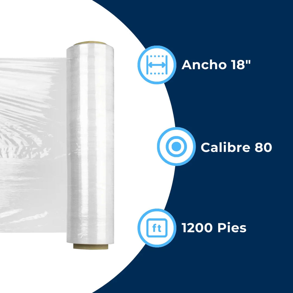 Emplaye Transparente Manual 18" / Cal. 80 / 1200 Pies | Para Cargas Hasta de 1,100 Kgs