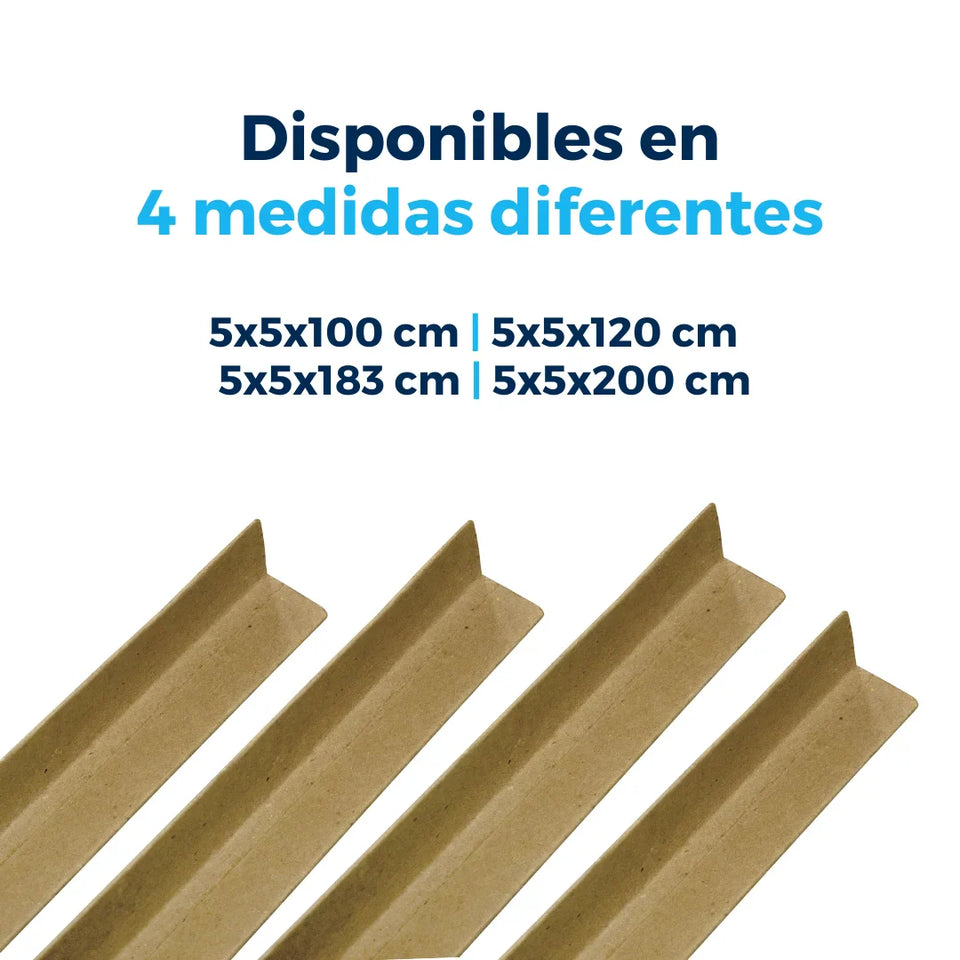5 x 5 x 100 cm - Esquineros de Cartón | Paquete de 20 | Liner de Cartón 100% Reciclado | Café | Humedad: <11%