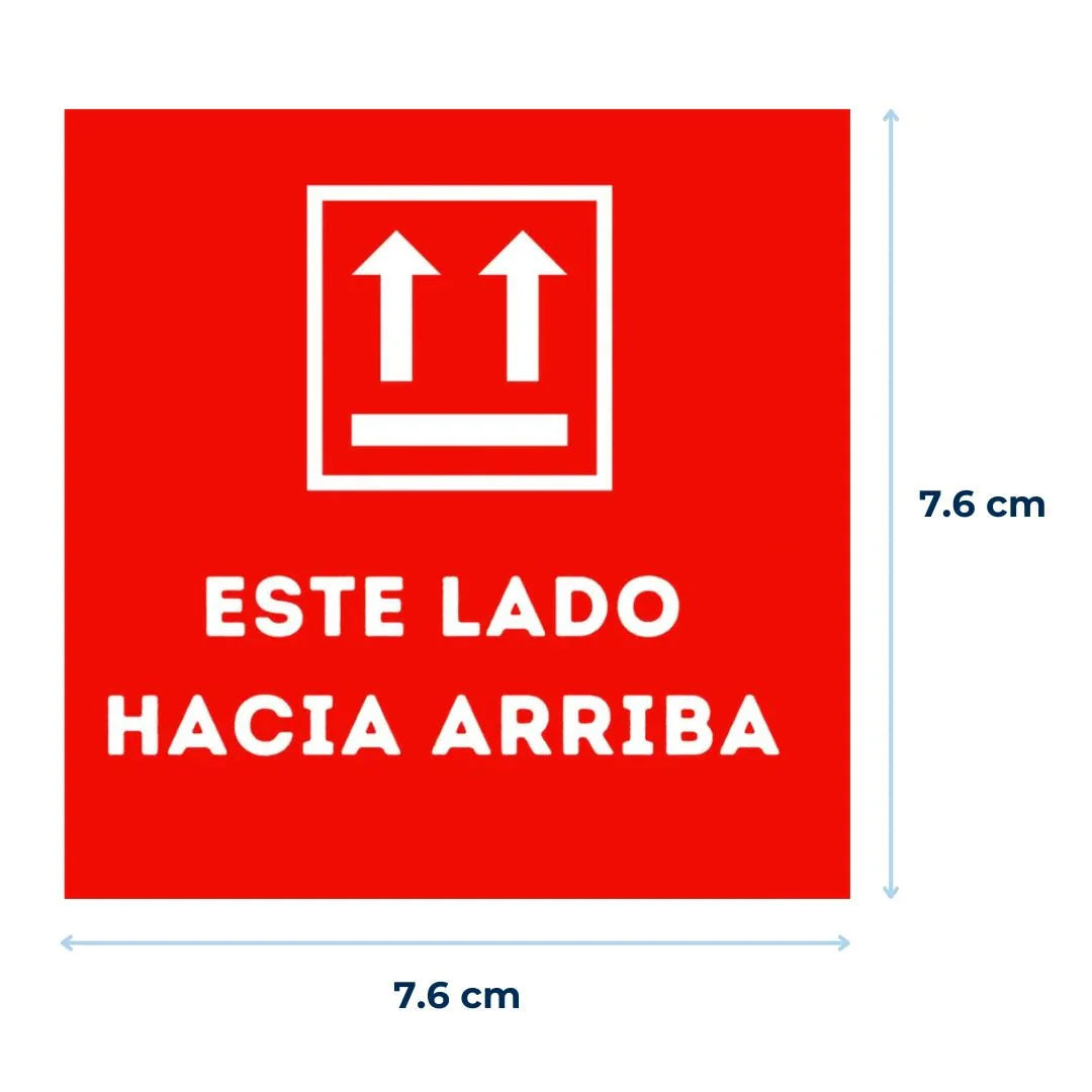 Etiquetas Adhesivas "Este Lado Hacia Arriba" - 3 x 3" | Papel y Adhesivo | Rojo
