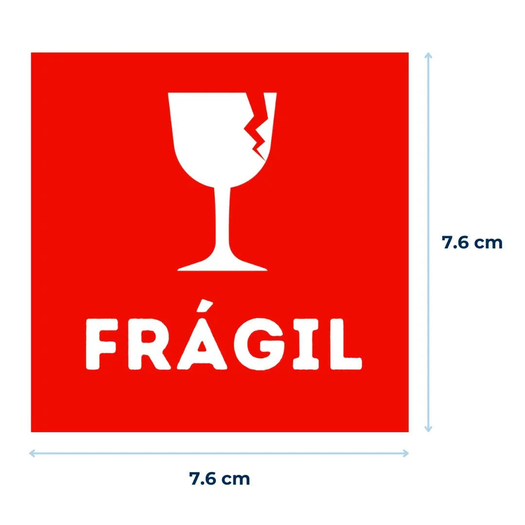 Etiquetas Adhesivas "Frágil" - 3 x 3" | Papel y Adhesivo | Rojo