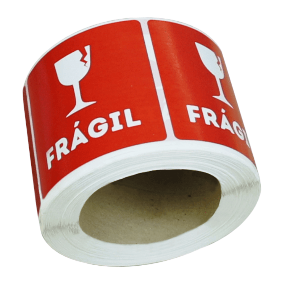 Etiquetas Adhesivas "Frágil" - 3 x 3" | Papel y Adhesivo | Rojo