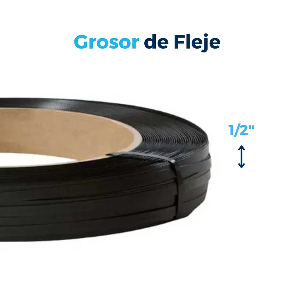 Fleje Negro Manual de Polipropileno - 1/2" Ancho | 980 m de Largo | Cal. .030" (762 µm)
