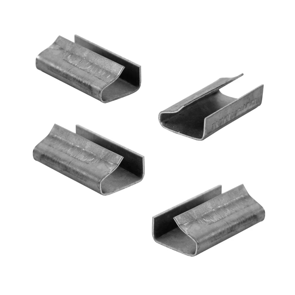 Sellos CPA de Acero Galvanizado Para Fleje de Polipropileno - 1/2" Americano (Cola De Pato) | Paquete de 1000 | Cal. 24