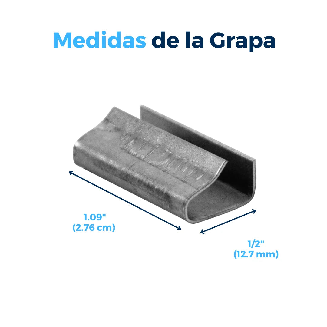 Sellos CPA de Acero Galvanizado Para Fleje de Polipropileno - 1/2" Americano (Cola De Pato) | Paquete de 1000 | Cal. 24