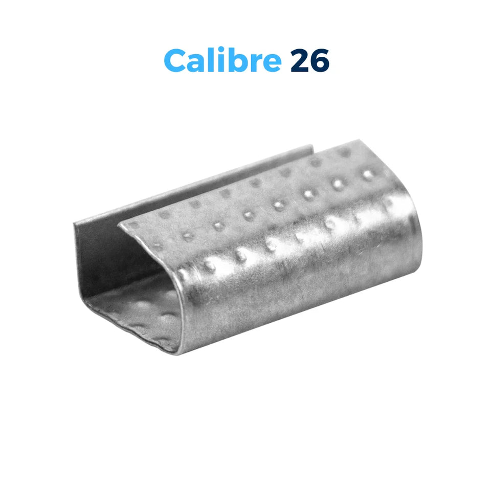 Sellos CPO de Acero Galvanizado Para Fleje de Polipropileno - 1/2" Punteado | Paquete de 1000 | Gris Plata | Cal. 26
