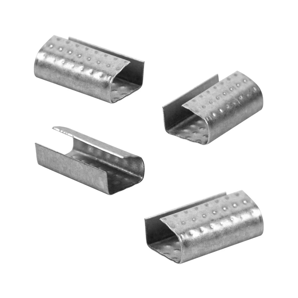 Sellos CPO de Acero Galvanizado Para Fleje de Polipropileno - 1/2" Punteado | Paquete de 1000 | Gris Plata | Cal. 26