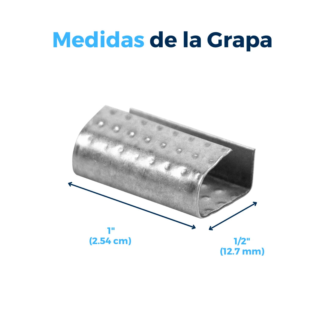 Sellos CPO de Acero Galvanizado Para Fleje de Polipropileno - 1/2" Punteado | Paquete de 1000 | Gris Plata | Cal. 26