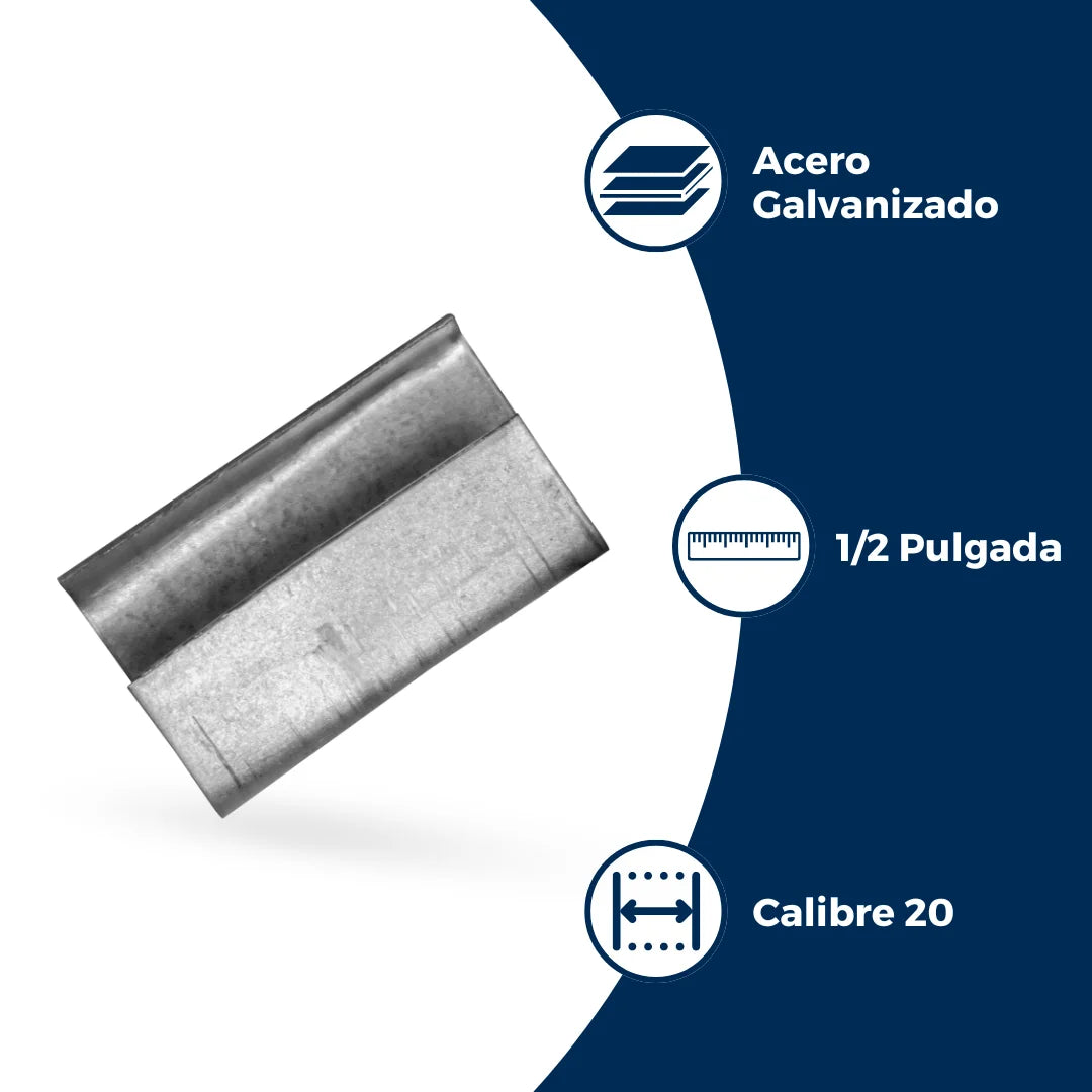 Grapa de Acero Galvanizado Para Fleje 1/2"