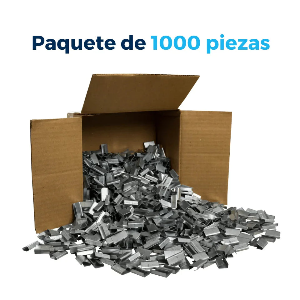 Sellos CPG de Acero Galvanizado para Fleje de Polipropileno - 1/2" Abierto | Paquete de 1000 | Gris Plata | Cal. 26