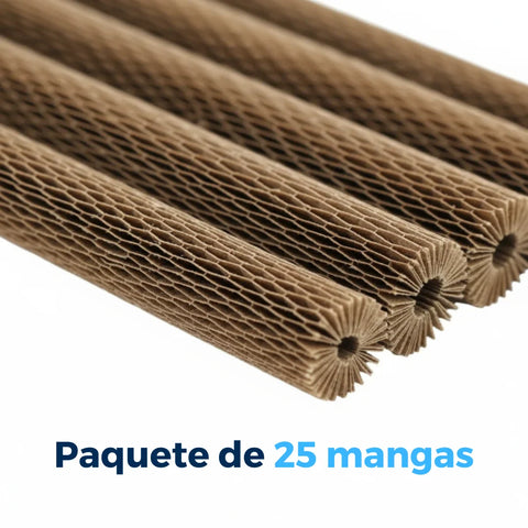 Manga de Protección de Papel Kraft Honeycomb para Botellas - 45 cm de Largo | Paquete de 25 | Café