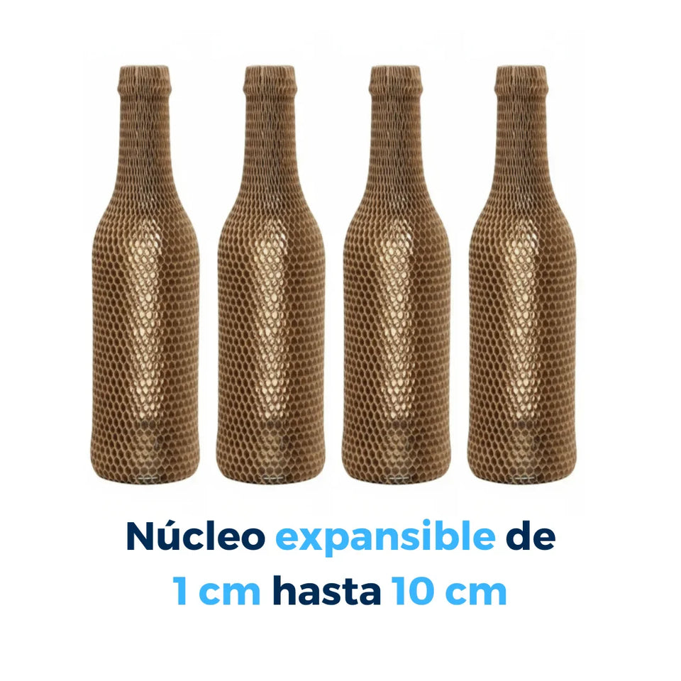 Manga de Protección de Papel Kraft Honeycomb para Botellas - 45 cm de Largo | Paquete de 25 | Café