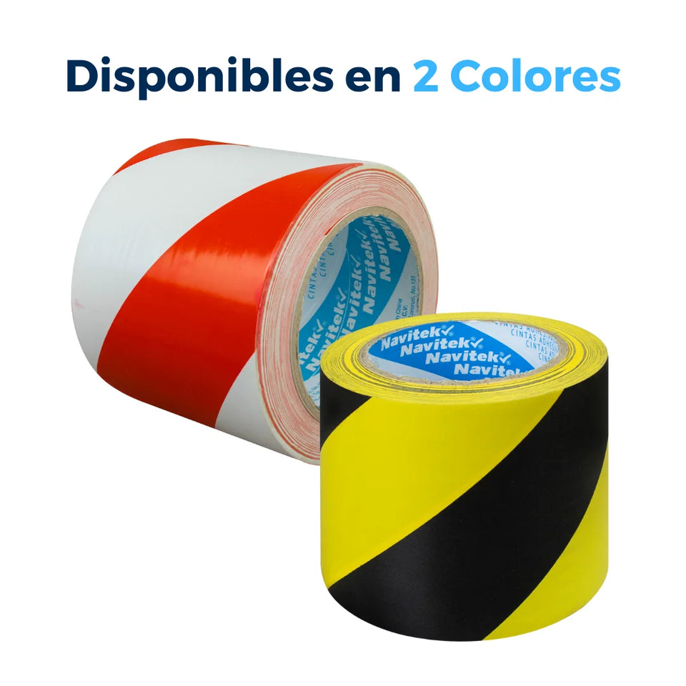 96 mm x 33 m - Cinta Adhesiva Delimitadora Blanco y Rojo (Navitek 755) | Blanca y Roja | Superficie con Textura Lisa