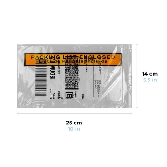 25 x 14 cm Sobres Packing List "Enclosed" | Paquete de 100 | Polietileno CPP/CPE y Papel | Transparente