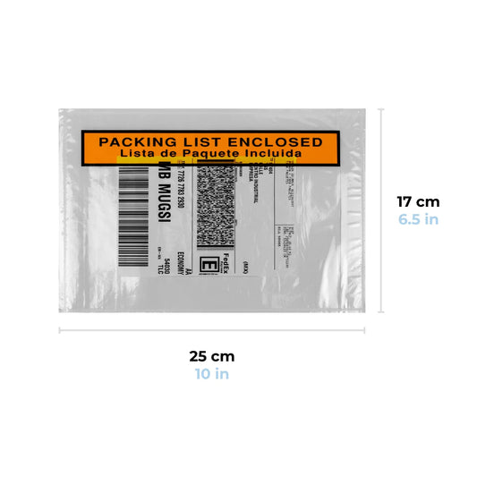 25 x 17 cm Sobres Packing List "Enclosed" | Paquete de 100 | Polietileno CPP/CPE y Papel | Transparente