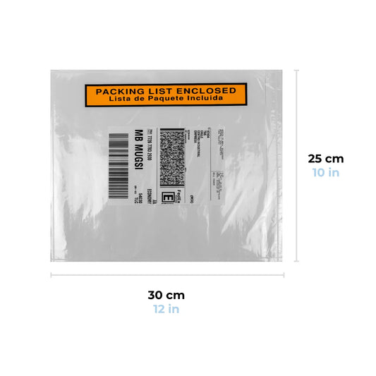 30 x 25 cm Sobres Packing List "Enclosed" | Paquete de 100 | Polietileno CPP/CPE y Papel | Transparente