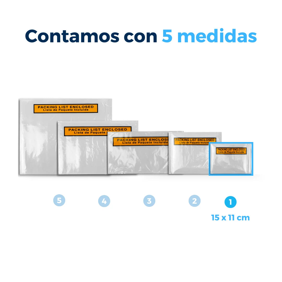 15 x 11 cm - #1 Sobres Packing List  