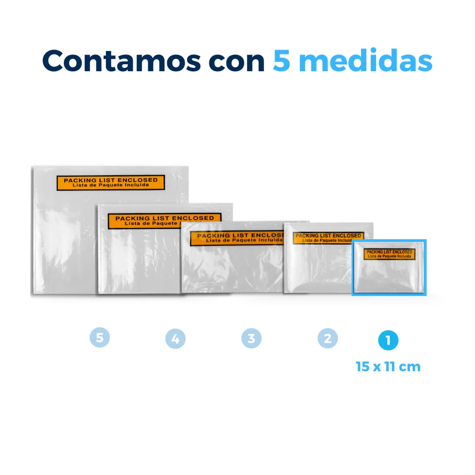 15 x 11 cm Sobres Packing List "Enclosed" | Paquete de 100 | Polietileno CPP/CPE y Papel | Transparente