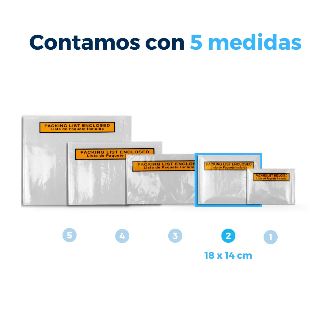 18 x 14 cm - #2 Sobres Packing List "Enclosed"