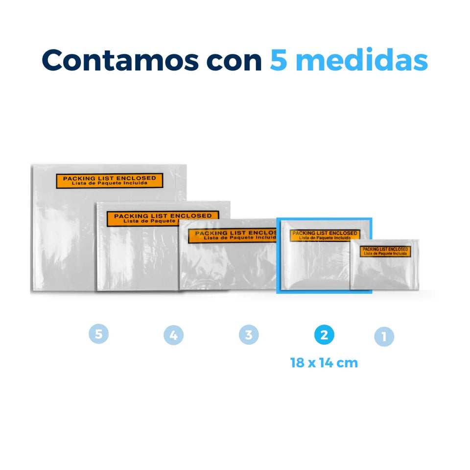 18 x 14 cm Sobres Packing List "Enclosed" | Paquete de 100 | Polietileno CPP/CPE y Papel | Transparente