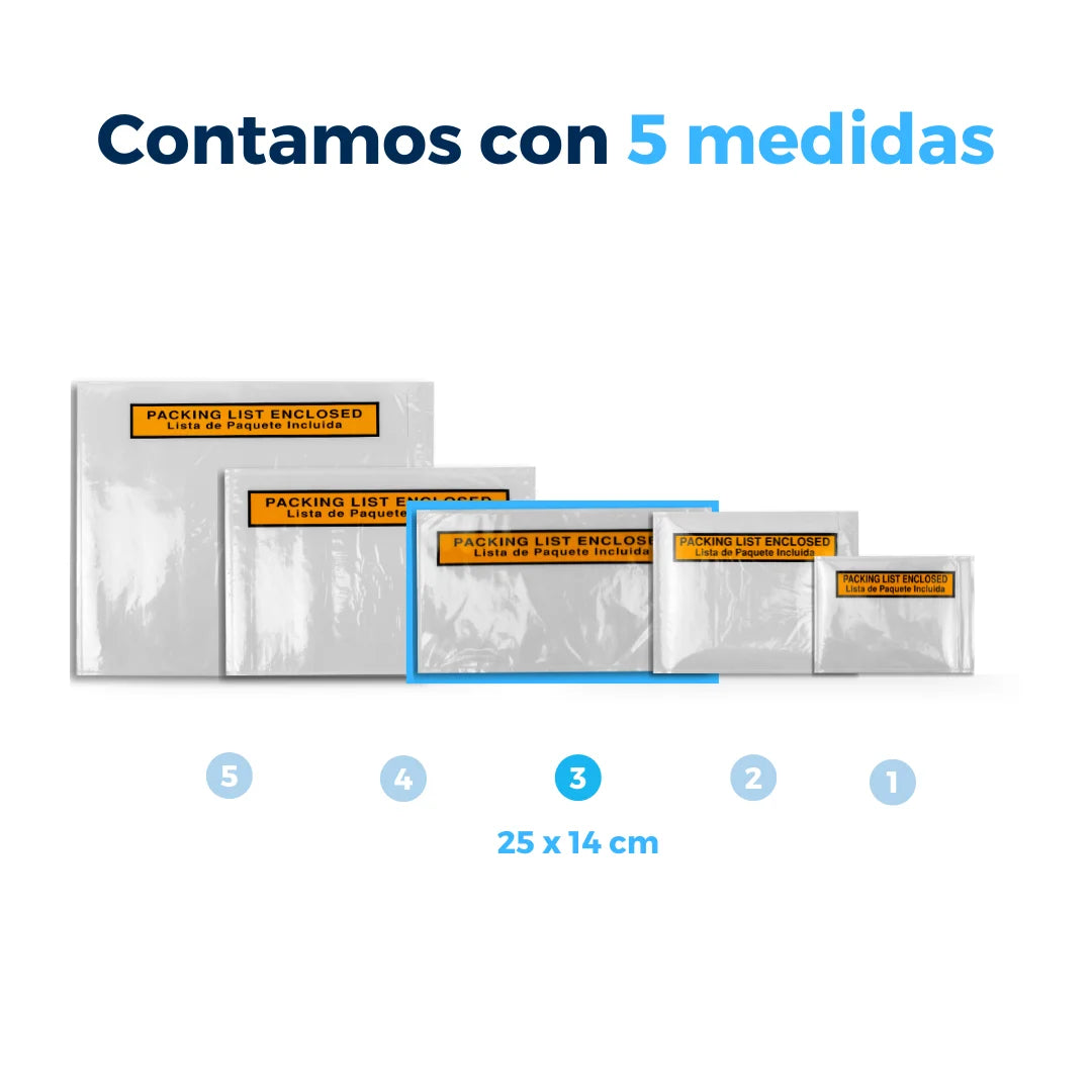 25 x 14 cm - #3 Sobres Packing List "Enclosed"